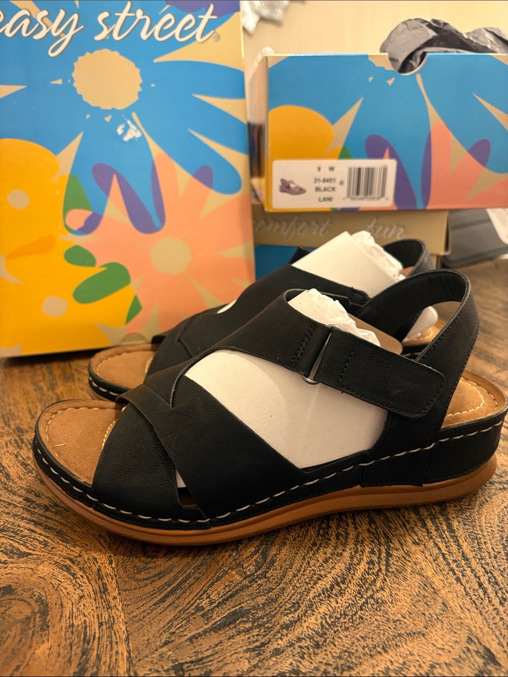 easy street Black Crisscross Slingback Sandal